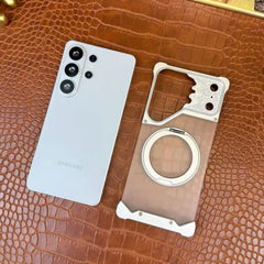 Aluminum Minimalist Bumper MagSafe Ring Kickstand Phone Case for Samsung Galaxy