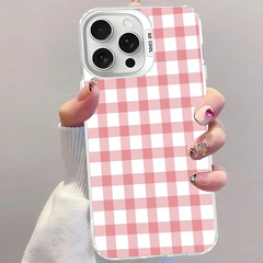 Cute Pink Grid Phone Case For iPhone