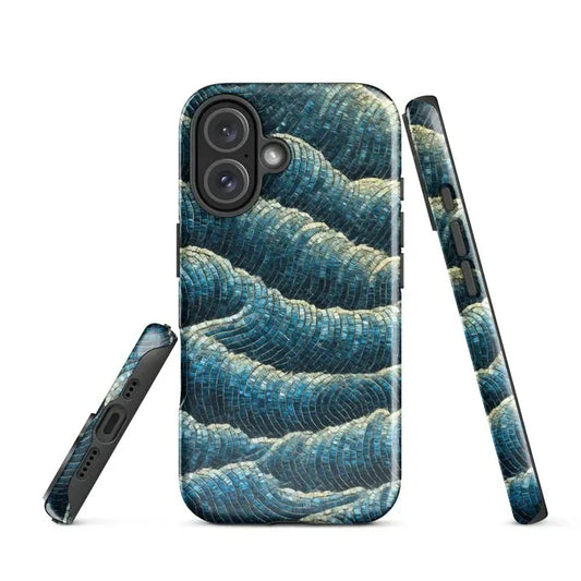 Artistic Ocean Wave Case for iPhone | Textured Teal Sea Ripple Double-layer Back Cover