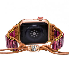 Boho Natural Stone Beaded Watch Band For Apple Watch | Handcrafted Imperial Jasper Bracelet Strap