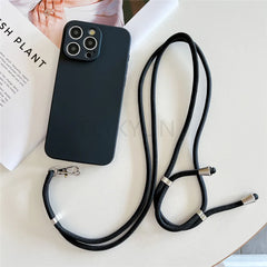 New Crossbody Lanyard Silicone Phone Case For iPhone 11 12 13 14 15 16 Pro Max XS Max X XR 7 8 Plus SE Necklace Strap Soft Cover