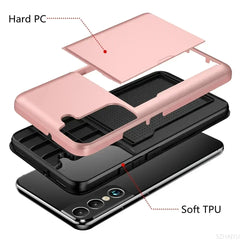 Heavy Duty Shockproof Phone Case With Card Holder Cover For Samsung Galaxy