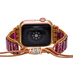 Boho Natural Stone Beaded Watch Band For Apple Watch | Handcrafted Imperial Jasper Bracelet Strap