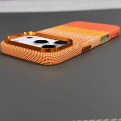Orange Plaid Carbon Magnetic Case for iPhone
