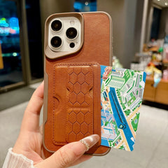 Business Leather Texture with Card Holder Slot and Stand Phone Case For iPhone