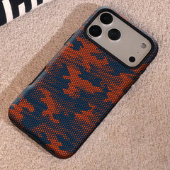 Orange Blue Camo Dual-Layer MagSafe Case  For iPhone | Tactical Double-Layer Shockproof Phone Cover