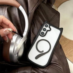 Cute Cat Ear Case For Samsung Galaxy | Transparent Magnetic Cover