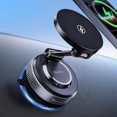 15W Vacuum Suction Magnetic Wireless Car Mount & Stand | MagSafe Compatible | 360° Rotation | Multi-Surface Mount