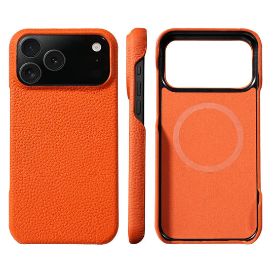 Cowhide Leather Magnetic Magsafe Phone Case for iPhone