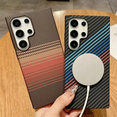 Thin Magnetic Carbon Fiber Texture Case For Samsung Galaxy