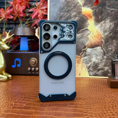 Aluminum Minimalist Bumper MagSafe Ring Kickstand Phone Case for Samsung Galaxy