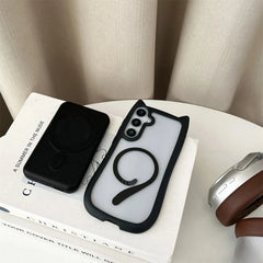 Cute Cat Ear Case For Samsung Galaxy | Transparent Magnetic Cover