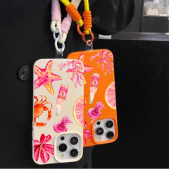 Cute Starfish Phone Case with Lanyard For iPhone