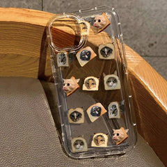 Cute Cat Print Clear Soft Case for iPhone