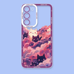 Artistic Black Cat Starry Phone Case For Samsung Galaxy