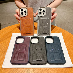 Business Leather Texture with Card Holder Slot and Stand Phone Case For iPhone