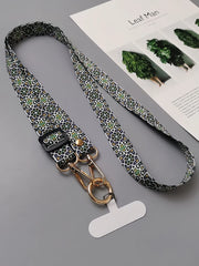 Universal Oriental Aesthetic Phone Lanyard | Vintage Pattern Fabric Crossbody Neck Strap | Adjustable Anti-Loss Shoulder Sling with Secure Case Tab Insert