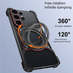 Aluminum Metal Bumper MagSafe Case with Camera Lens and Kickstand for Samsung Galaxy