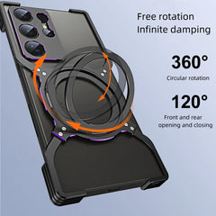 Aluminum Metal Bumper MagSafe Case with Camera Lens and Kickstand for Samsung Galaxy