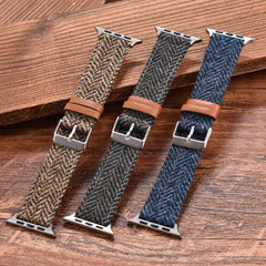 Vintage Woolen Leather Strap For Apple Watch