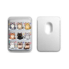 Cute Mosaic Cat Pattern Magnetic Card Holder | MagSafe Wallet Cover