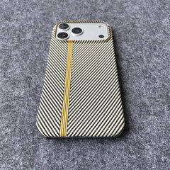 Carbon Fiber Kevlar Pattern Phone Case for iPhone | Retro Business Leather Phone Cover