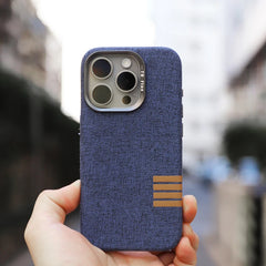 Premium Flax Linen Fabric MagSafe Case For iPhone | Textured Cotton Canvas Alloy Lens Phone Cover