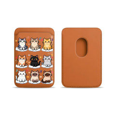 Cute Mosaic Cat Pattern Magnetic Card Holder | MagSafe Wallet Cover
