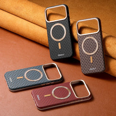 Geometric Textured MagSafe Case For iPhone | Metal Lens Phone Cover
