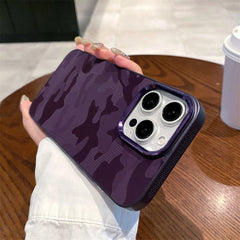 Camouflage Leather Cooling Case for iPhone | Shockproof Tactical Camo Bumper | Heat Dissipation Leather Phone Cover