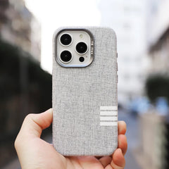 Premium Flax Linen Fabric MagSafe Case For iPhone | Textured Cotton Canvas Alloy Lens Phone Cover