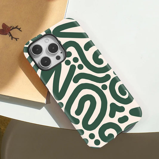 Green Artistic Pattern MagSafe Phone Case For iPhone