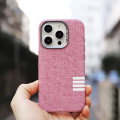 Premium Flax Linen Fabric MagSafe Case For iPhone | Textured Cotton Canvas Alloy Lens Phone Cover