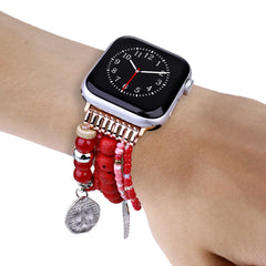 Boho Colorful Beaded Bracelet Band with Silver Charms  For Apple Watch | Jewelry Strap