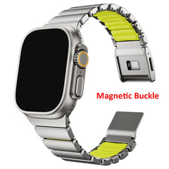 Stainless Steel Silicone Band for Apple Watch | Metal Bracelet for iWatch | Magnetic buckle strap |