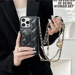 Crossbody Phone Case for iPhone |  Leather Wallet Cover with Adjustable Chain Lanyard, Card Slot Pocket & Kickstand