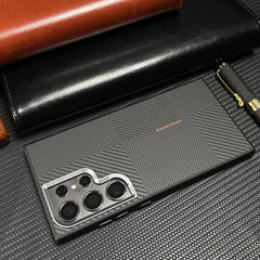 Frosted Alloy Lens Magnetic Phone Case for Samsung Galaxy | Carbon Fibre Texture with Soft Edge Phone Cover