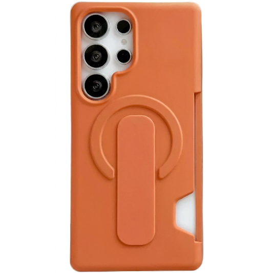 Magnetic Wallet Card Holder Case with Push-Pull Ring Stand for Samsung Galaxy