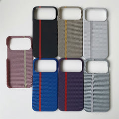Carbon Fiber Kevlar Pattern Phone Case for iPhone | Retro Business Leather Phone Cover