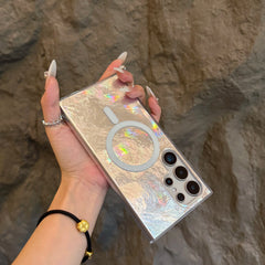 Laser Silver Gradient Silicone Magsafe Phone Case for Samsung Galaxy