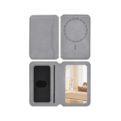 Magnetic Thin Leather Wallet for Phone | Card Holder with Makeup Mirror | MagSafe Wallet