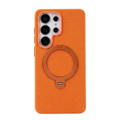 Tech-Woven Fabric Magnetic Phone Case | 360° Ring Stand & MagSafe Compatible Back Cover for Samsung Galaxy