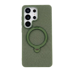 Tech-Woven Fabric Magnetic Phone Case | 360° Ring Stand & MagSafe Compatible Back Cover for Samsung Galaxy