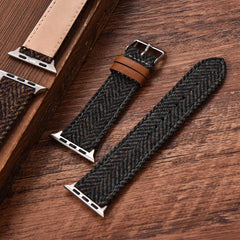 Vintage Woolen Leather Strap For Apple Watch