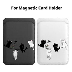 Cute Cat Print Magnetic Card Holder | MagSafe Wallet Cover