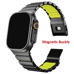 Stainless Steel Silicone Band for Apple Watch | Metal Bracelet for iWatch | Magnetic buckle strap |
