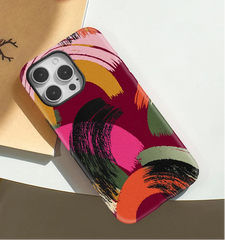 Abstract Art Phone Case for iPhone | Colorful Brush Stroke Pattern Matte Protective Slim Back Cover