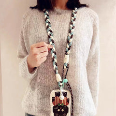 Hand-Woven Crossbody Phone Lanyard Strap | Creative Multi-Color Braided Cellphone Shoulder Neck Cord with Universal Case Insert Tab