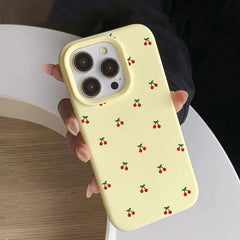 Cute Cherry Print Silicone Phone Cover For iPhone