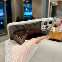 Business Leather Texture with Card Holder Slot and Stand Phone Case For iPhone